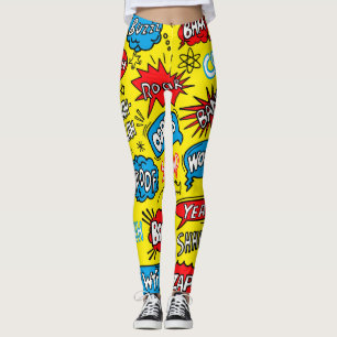 Superhero Saga: Cute Comic Patterns Leggings