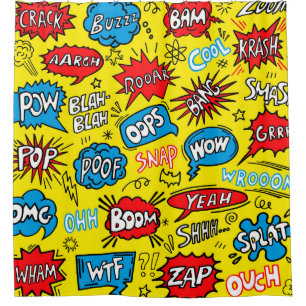 Superhero Saga: Cute Comic Patterns Shower Curtain