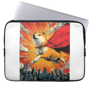 Superhero Shiba � Comic Book Dog Laptop Sleeve