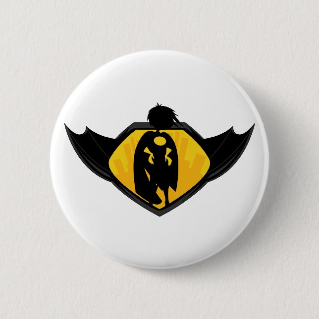 Superhero Silhouette Button Badge (Front)