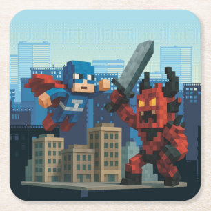 Superhero Skyblade Showdown Tote Bag Square Paper Coaster