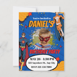 Superhero Spider Birthday Invitation with Photo