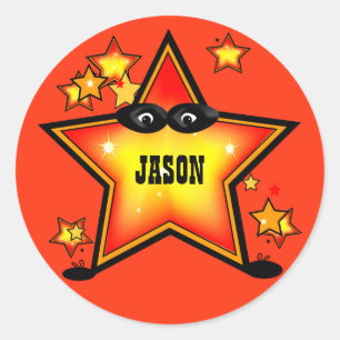 Superhero Star Kids Classic Round Sticker