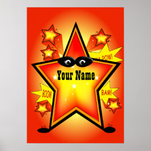 Superhero Star Kids Room Poster