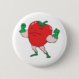 superhero strawberry cartoon character 6 cm round badge