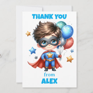 Superhero Thank You Card for Kids Birthday Party