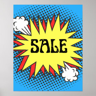 Superhero Theme Sale Sign, Sale Poster, Retro Poster