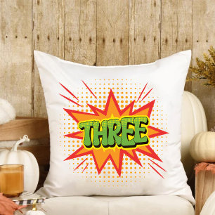 Superhero Theme Three year old kids Happy Birthday Cushion