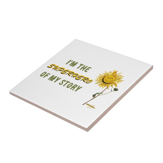 Superhero White Ceramic Tile by Poet Adiela Akoo  (Side)