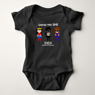 SUPERHERO White Outline - United for SHE Baby Bodysuit