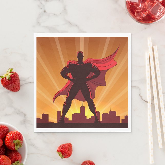 Superhero With A Red Cape Napkin (Creator Uploaded)