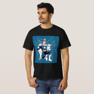 Superhero with His Cat T-Shirt