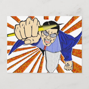Superhero with Pencil Postcard