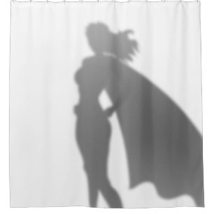 Superhero Woman Behind the Scenes Funny Silhouette Shower Curtain