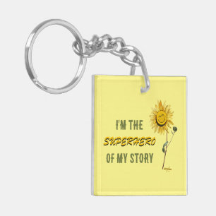 Superhero Yellow Acrylic Keychain by Adiela Akoo