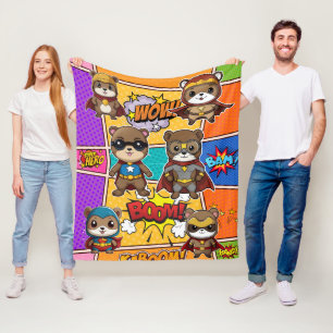 Superheroes Gopher Prints Fleece Blanket