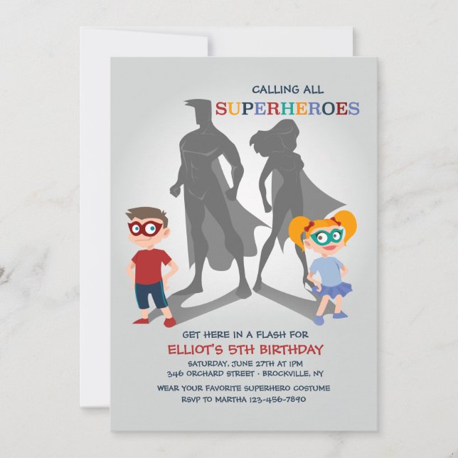 Superheroes Party Invitation (Front)