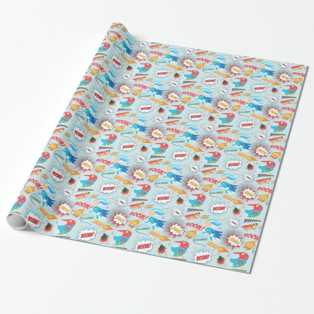Superheroes Wrapping Paper (Unrolled)