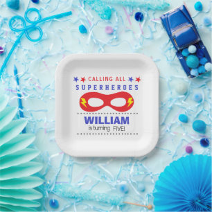 Superheros Party Happy Birthday Paper Plate