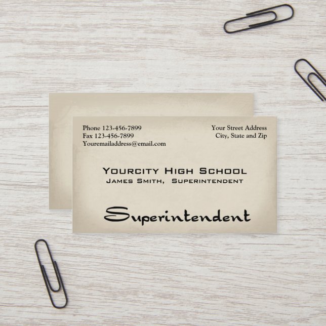 Superintendent Business Card (Front/Back In Situ)