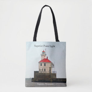 Superior Point Lighthouse all over tote bag