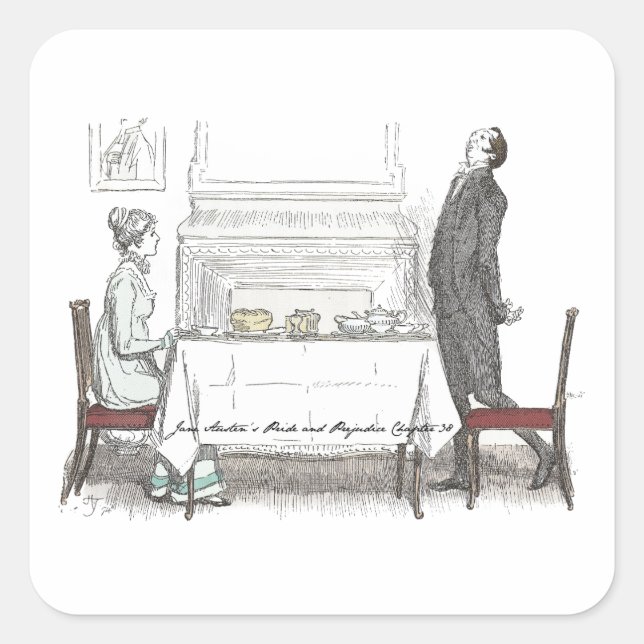 Superior Society, Jane Austen Pride and Prejudice Square Sticker (Front)