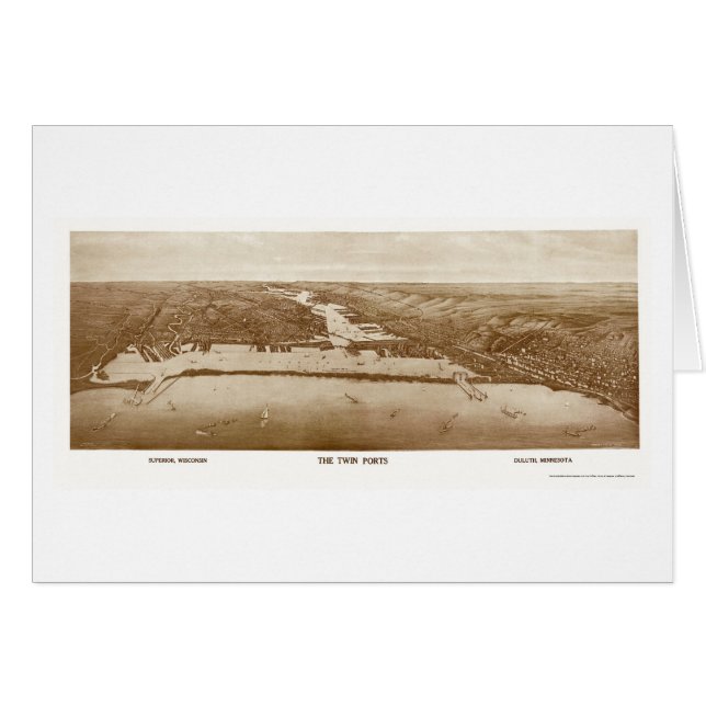 Superior, WI - Duluth, MN Panoramic Map - 1915 (Front Horizontal)