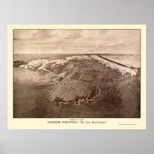 Superior, WI Panoramic Map - 1913 Poster