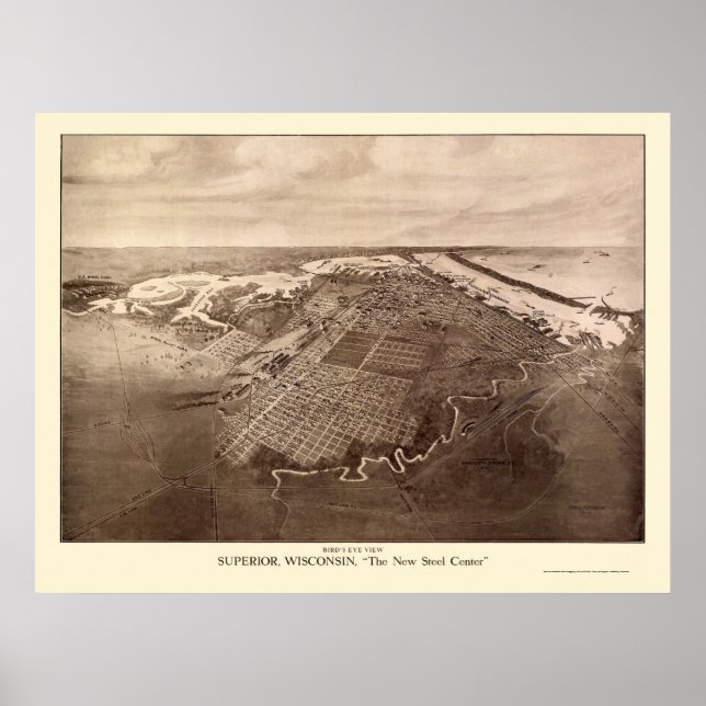 Superior, WI Panoramic Map - 1913 Poster (Front)