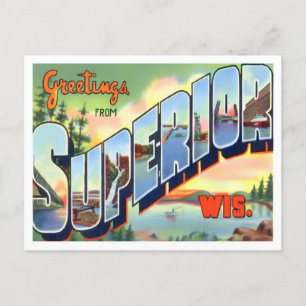 Superior, Wisconsin Vintage Big Letters Postcard