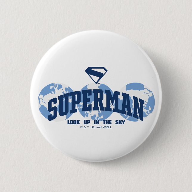Superman Across the Globe 6 Cm Round Badge (Front)