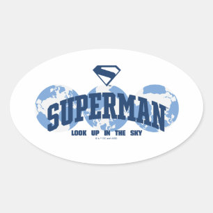 Superman Across the Globe Oval Sticker