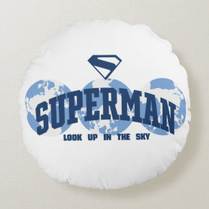 Superman Across the Globe Round Cushion