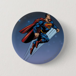 Superman against the night sky 6 cm round badge