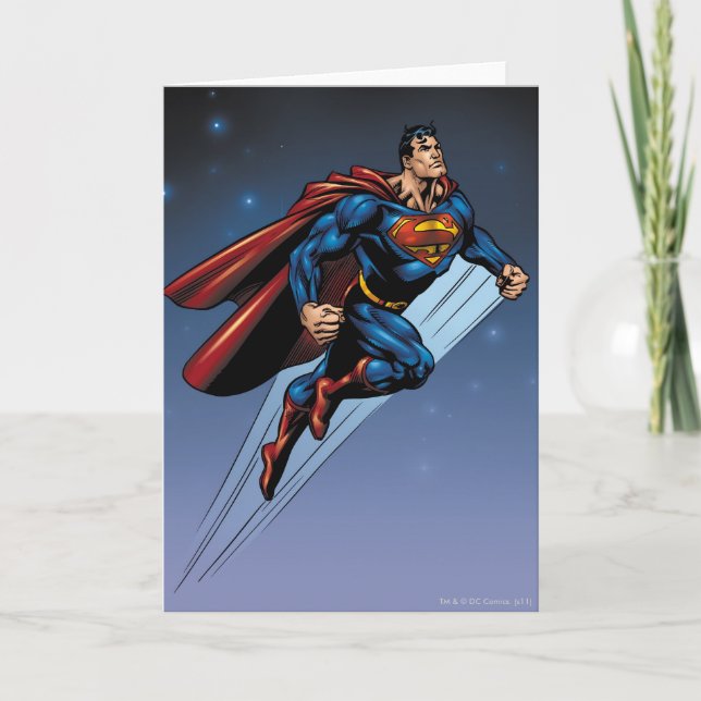 Superman against the night sky card (Front)