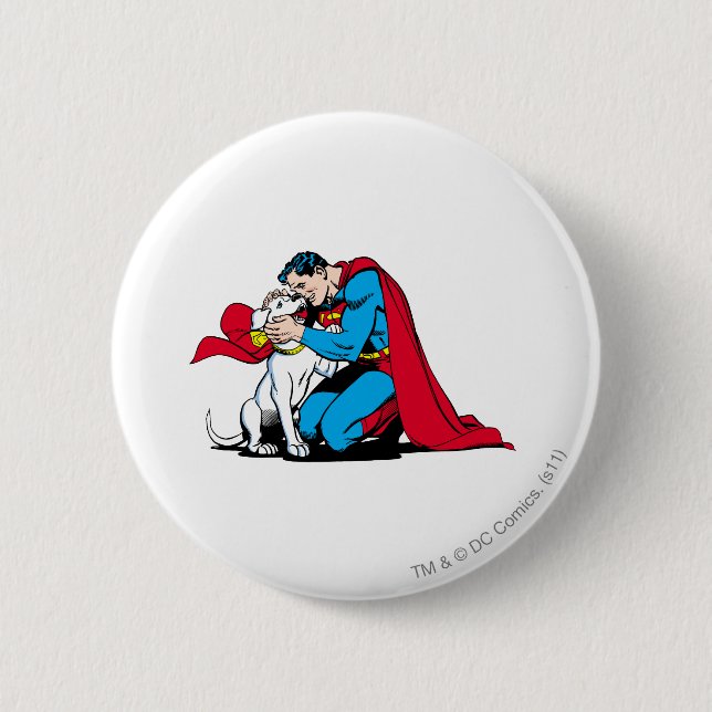 Superman and Krypto 6 Cm Round Badge (Front)