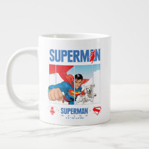 Superman and Krypto Take Flight Large Coffee Mug