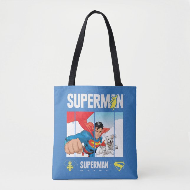 Superman and Krypto Take Flight Tote Bag (Front)