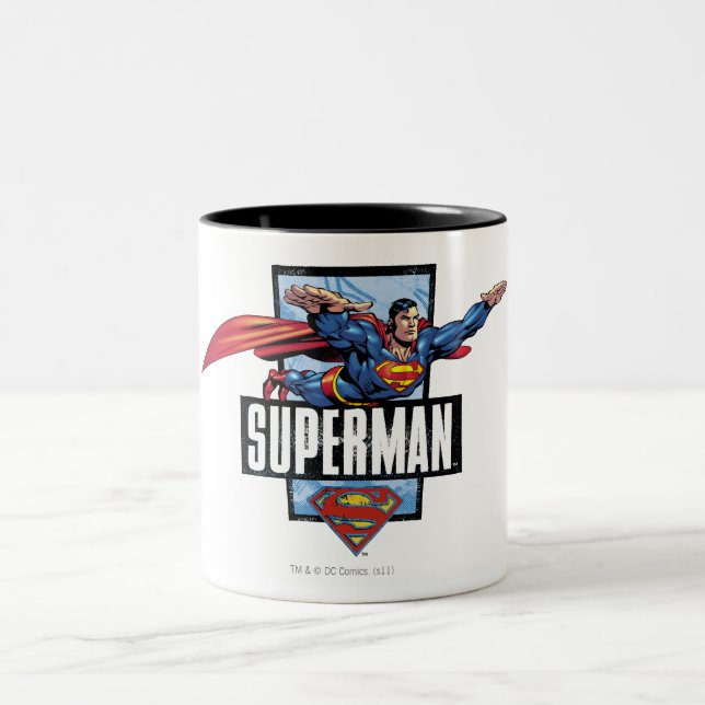 Superman and Logo Bordered Two-Tone Coffee Mug (Center)