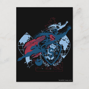 Superman and Map Postcard