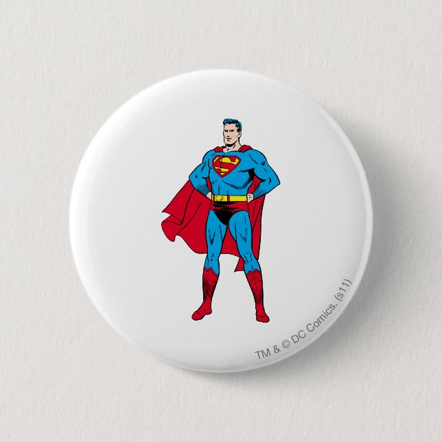Superman Arms Folded 6 Cm Round Badge (Front)