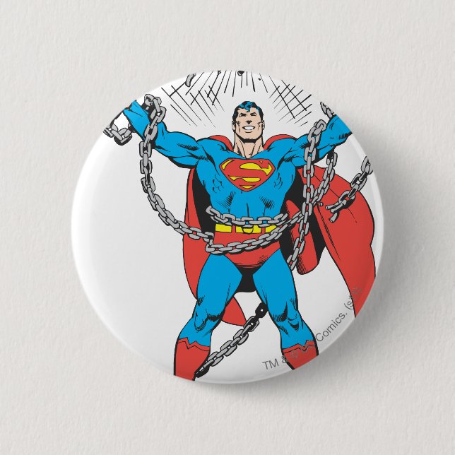 Superman Breaks Chains 6 Cm Round Badge (Front)