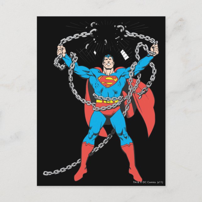 Superman Breaks Chains Postcard (Front)