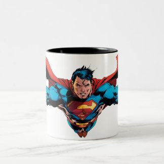 Superman cape flies Two-Tone coffee mug