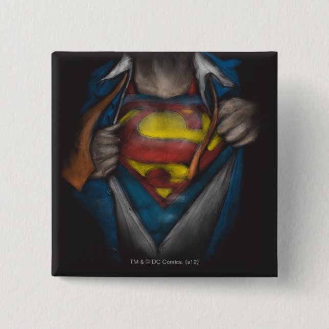 Superman | Chest Reveal Sketch Colourized 15 Cm Square Badge (Front)