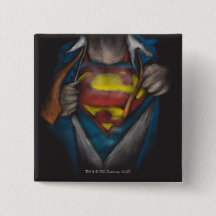 Superman   Chest Reveal Sketch Colourized 15 Cm Square Badge