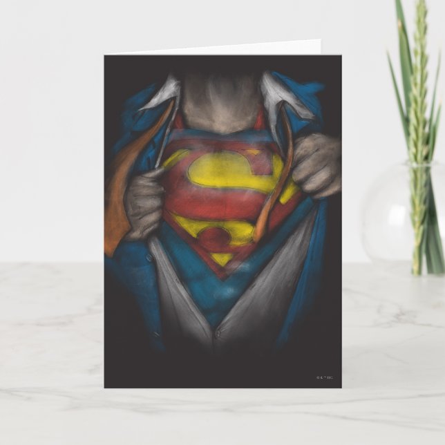 Superman | Chest Reveal Sketch Colourized Card (Front)