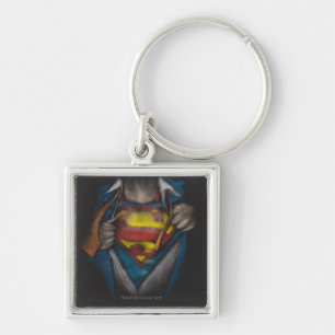 Superman   Chest Reveal Sketch Colourized Key Ring