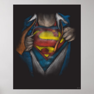Superman Chest Reveal Sketch Colourized Poster