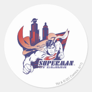 Superman City and Name Classic Round Sticker